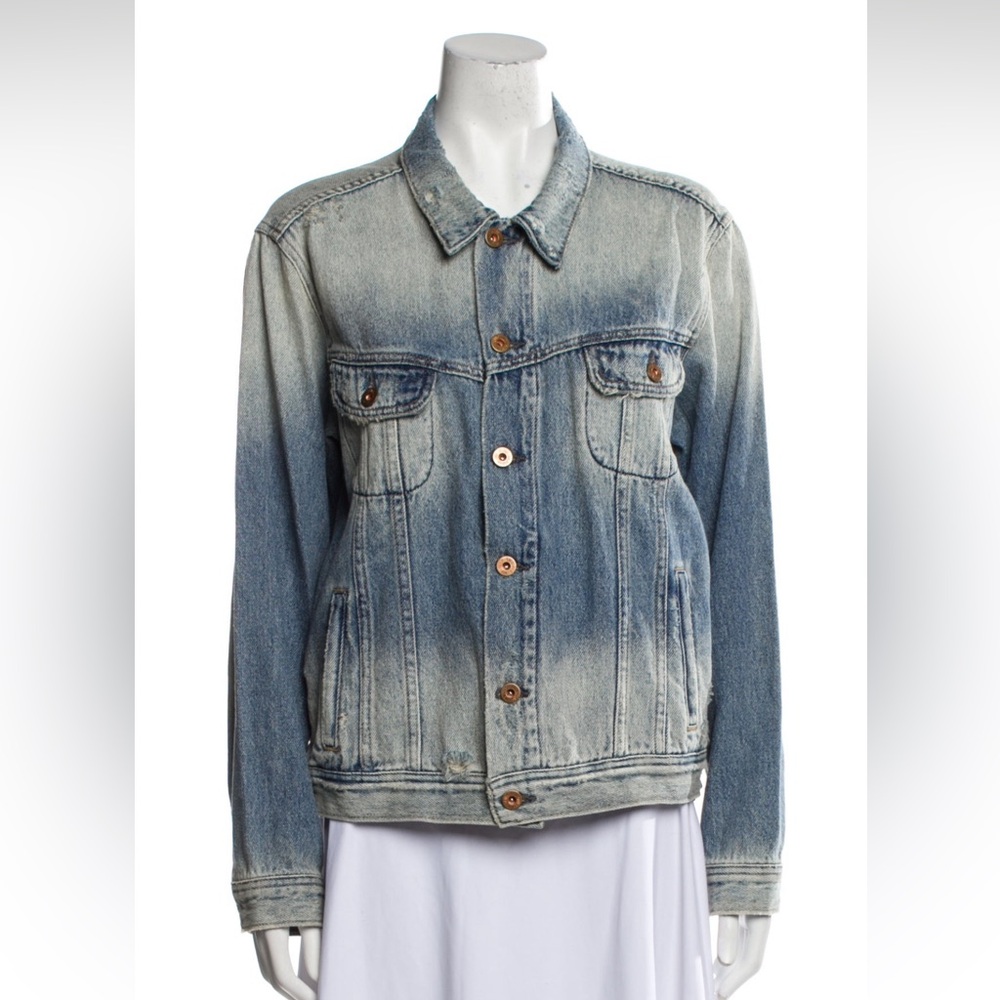 NSF distressed denim jean jacket size S